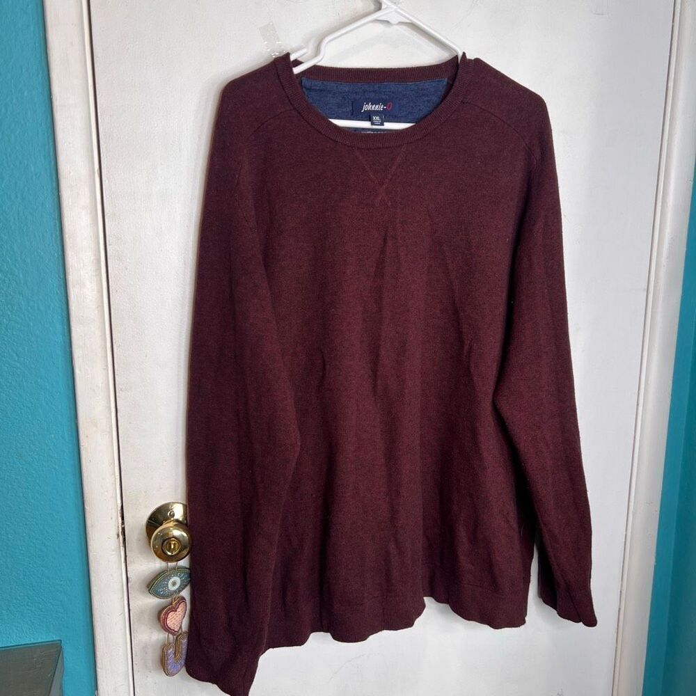 Johnnie-O crewneck sweater in a maroon or burgundy color